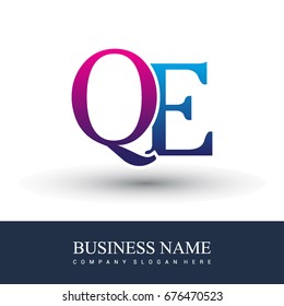 initial letter logo QE colored red and blue, Vector logo design template elements for your business or company identity