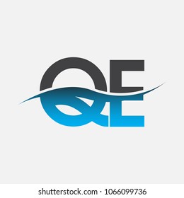 Initial letter logo QE company name blue and black color swoosh design. vector logotype for business and company identity.