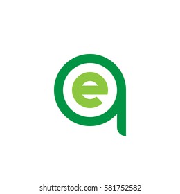 initial letter logo qe, eq, e inside q rounded lowercase green flat