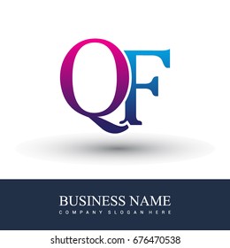 initial letter logo QF colored red and blue, Vector logo design template elements for your business or company identity