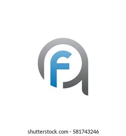 initial letter logo qf, fq, f inside q rounded lowercase blue gray