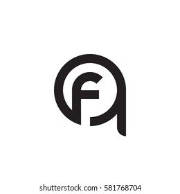 initial letter logo qf, fq, f inside q rounded lowercase black monogram