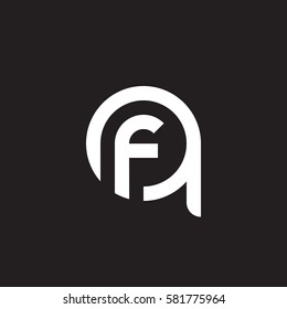 initial letter logo qf, fq, f inside q rounded lowercase white black background