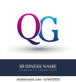 initial letter logo QG colored red and blue, Vector logo design template elements for your business or company identity