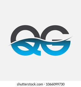 Initial letter logo QG company name blue and black color swoosh design. vector logotype for business and company identity.