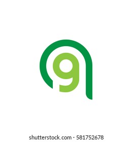initial letter logo qg, gq, g inside q rounded lowercase green flat
