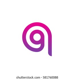 initial letter logo qg, gq, g inside q rounded lowercase purple pink