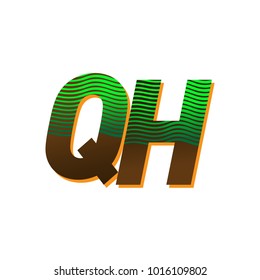 initial letter logo QH colored green and brown with striped composition, Vector logo design template elements for your business or company identity

