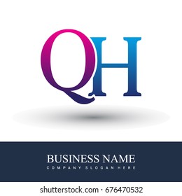 initial letter logo QH colored red and blue, Vector logo design template elements for your business or company identity