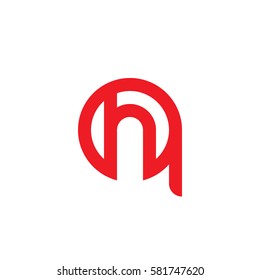 initial letter logo qh, hq, h inside q rounded lowercase red flat