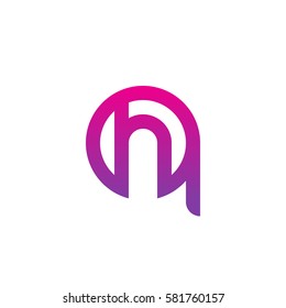 initial letter logo qh, hq, h inside q rounded lowercase purple pink