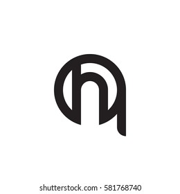 initial letter logo qh, hq, h inside q rounded lowercase black monogram