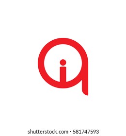 initial letter logo qi, iq, i inside q rounded lowercase red flat