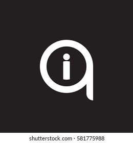 initial letter logo qi, iq, i inside q rounded lowercase white black background