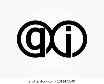 Initial letter logo qi lowercase related in circles black