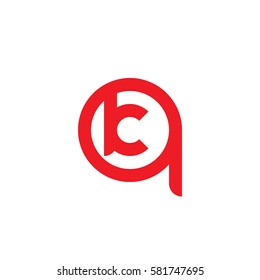 initial letter logo qk, kq, k inside q rounded lowercase red flat