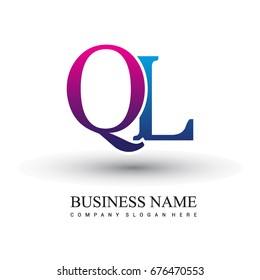 initial letter logo QL colored red and blue, Vector logo design template elements for your business or company identity.