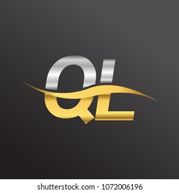 initial letter logo QL company name gold and silver color swoosh design. vector logotype for business and company identity.