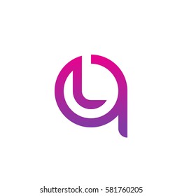 initial letter logo ql, lq, l inside q rounded lowercase purple pink