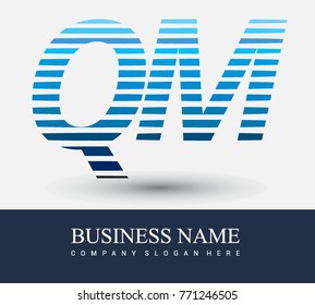 initial letter logo QM colored blue with striped compotition, Vector logo design template elements for your business or company identity
