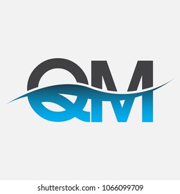 Initial letter logo QM company name blue and black color swoosh design. vector logotype for business and company identity.