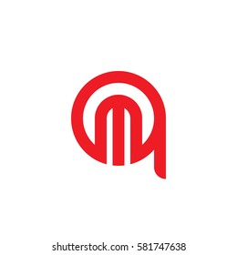 initial letter logo qm, mq, m inside q rounded lowercase red flat
