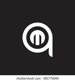 initial letter logo qm, mq, m inside q rounded lowercase white black background
