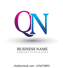 initial letter logo QN colored red and blue, Vector logo design template elements for your business or company identity
