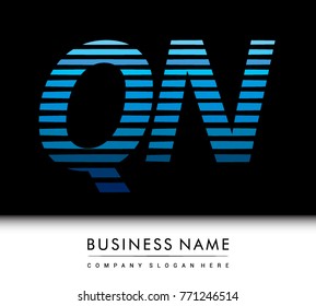 initial letter logo QN colored blue with striped compotition, Vector logo design template elements for your business or company identity
