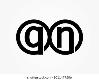Initial letter logo qn lowercase related in circles black
