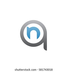 initial letter logo qn, nq, n inside q rounded lowercase blue gray