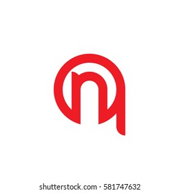 initial letter logo qn, nq, n inside q rounded lowercase red flat