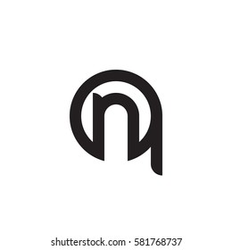 initial letter logo qn, nq, n inside q rounded lowercase black monogram