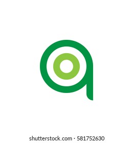 initial letter logo qo, oq, o inside q rounded lowercase green flat