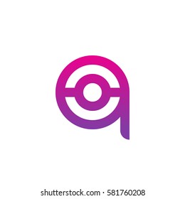 initial letter logo qo, oq, o inside q rounded lowercase purple pink