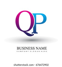 initial letter logo QP colored red and blue, Vector logo design template elements for your business or company identity