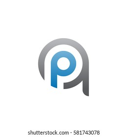 initial letter logo qp, pq, p inside q rounded lowercase blue gray