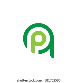 initial letter logo qp, pq, p inside q rounded lowercase green flat