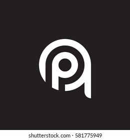 initial letter logo qp, pq, p inside q rounded lowercase white black background