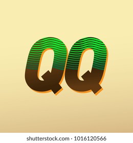 initial letter logo QQ colored green and brown with striped composition, Vector logo design template elements for your business or company identity