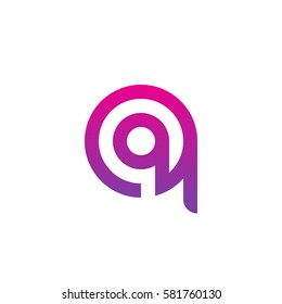 initial letter logo qq, q inside q rounded lowercase purple pink