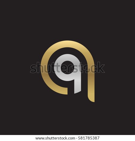 initial letter logo qq, q inside q rounded lowercase logo gold silver