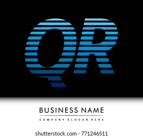 initial letter logo QR colored blue with striped compotition, Vector logo design template elements for your business or company identity
