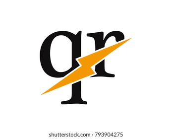 Initial letter logo qr lowercase thunder vector design