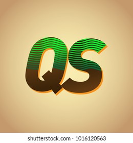 initial letter logo QS colored green and brown with striped composition, Vector logo design template elements for your business or company identity