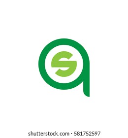 initial letter logo qs, sq, s inside q rounded lowercase green flat