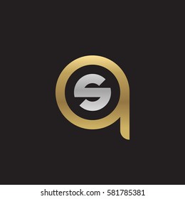 initial letter logo qs, sq, s inside q rounded lowercase logo gold silver