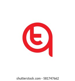initial letter logo qt, tq, t inside q rounded lowercase red flat