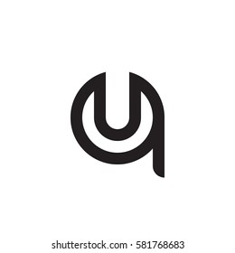 initial letter logo qu, uq, u inside q rounded lowercase black monogram