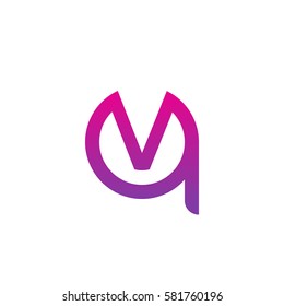 initial letter logo qv, vq, v inside q rounded lowercase purple pink